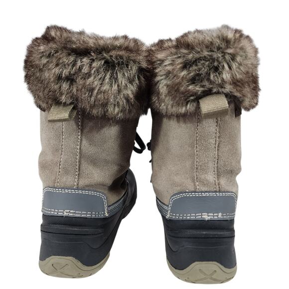 Khombu Snow Boots Women 7 Youth 5 Slope Leather‎ Faux Fur Waterproof Lace Up 10" - Picture 5 of 14